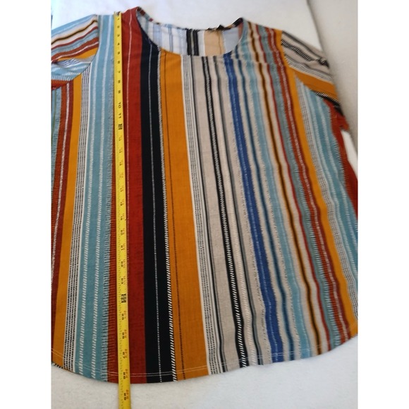 Ellen Weaver Plus Size 2X Boho Striped Blouse Multicolor Tunic Top Casual Chic - Picture 10 of 16